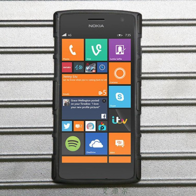 Твърди гърбове Твърди гърбове за Nokia Луксозен силиконов гръб ТПУ Hybrid HARD ARMOR с твърда част плюс калъф за колан за Nokia Lumia 730 / Nokia Lumia 735 черен